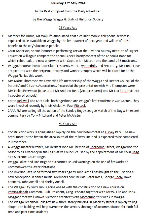 In the Past 17th May 2014