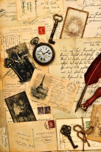old post cards, letters and photos